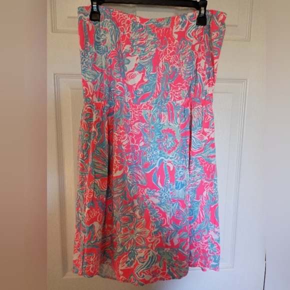 🩵 💗 Lilly Pulitzer  “Sun Ray Summer Siren” Mini strapless Windsor Dress XL - Picture 4 of 4